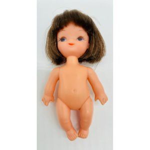 Vintage 70's Soft Plastic Hong Kong Baby Doll 6” Brunette